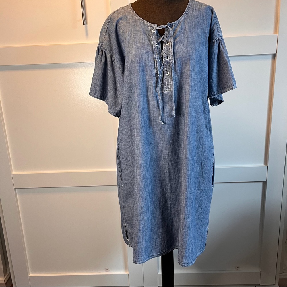 GAP Blue Lace-Up Midi Dress